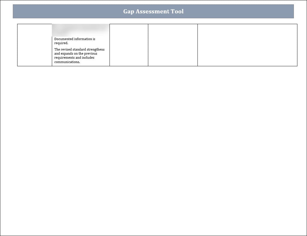 ISO 45001 - Gap Assessment Tool