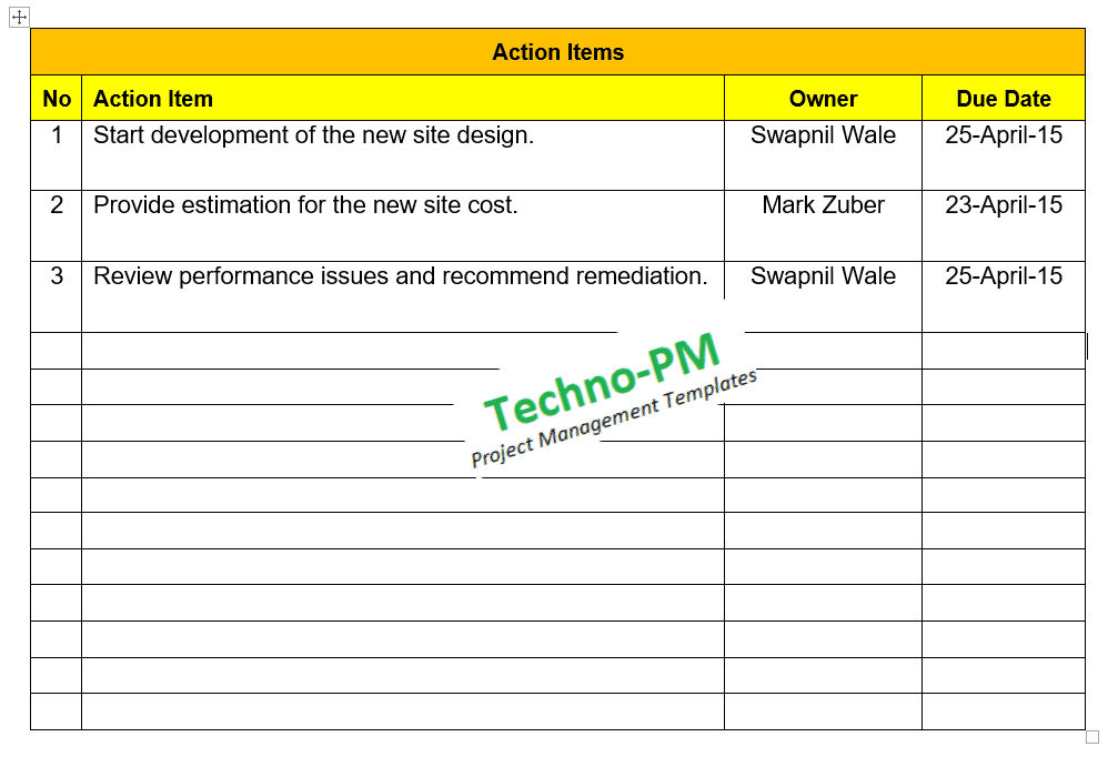 Action Item Word Tracker