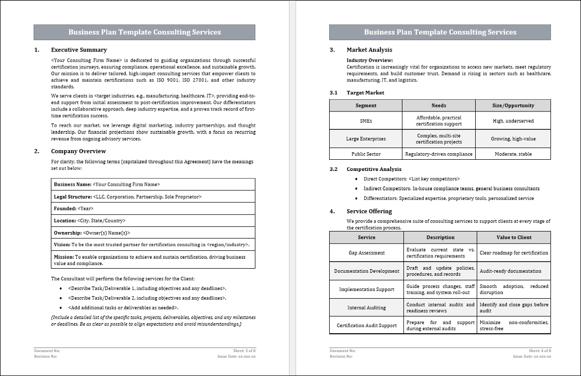 Business Case Template Consulting Free Download