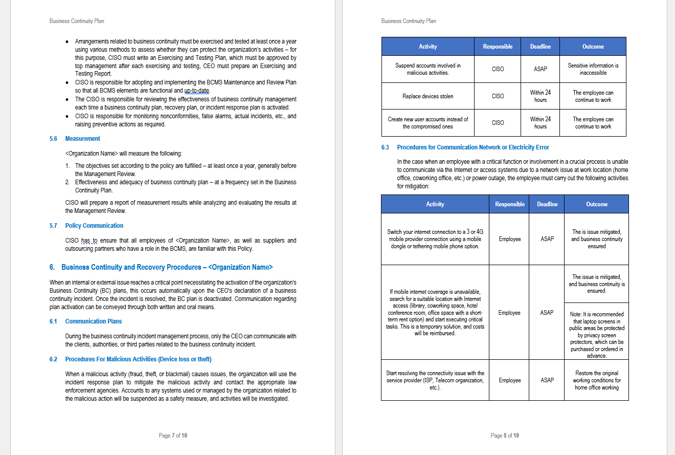 Business Continuity Plan for remote only operation