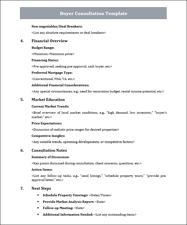 Buyer Consultation Template Free Download