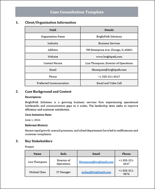 Case Consultation Template Free Download