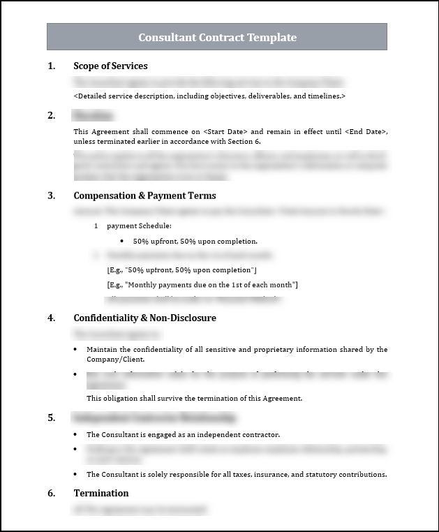 Consultant Contract Template Free Download