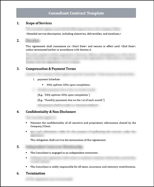 Consultant Contract Template Free Download