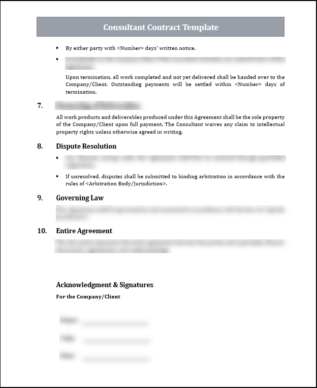 Consultant Contract Template Free Download