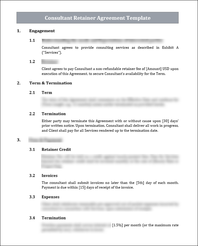 Consultant Retainer Agreement Template Free Download