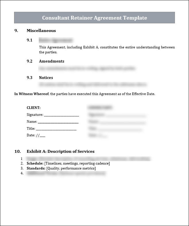 Consultant Retainer Agreement Template Free Download