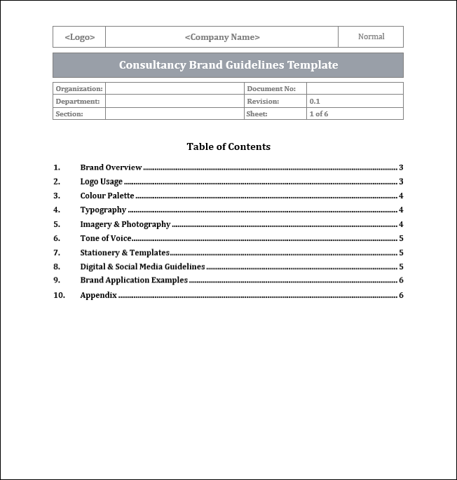 Consultancy Brand Guidelines Template Free Download