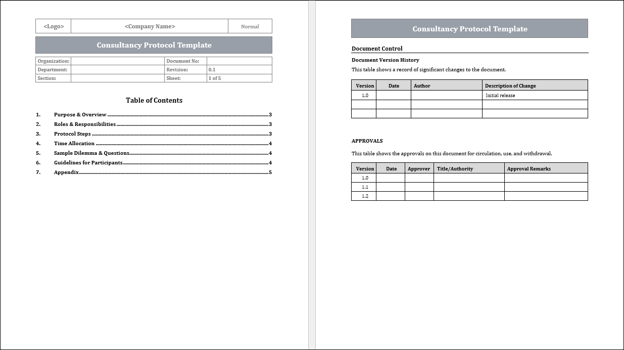 Consultancy Protocol Template Free Download