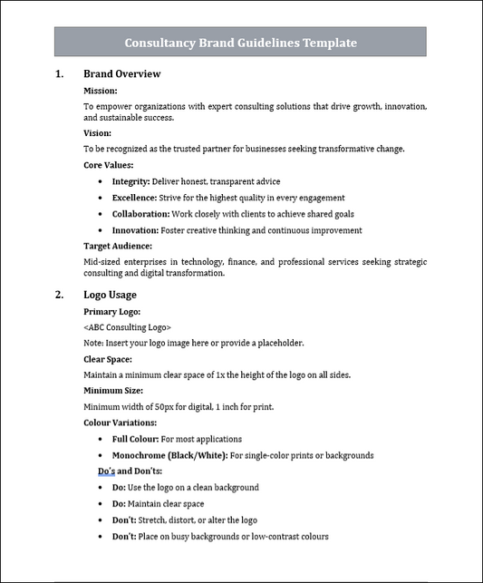 Consultancy Brand Guidelines Template Free Download