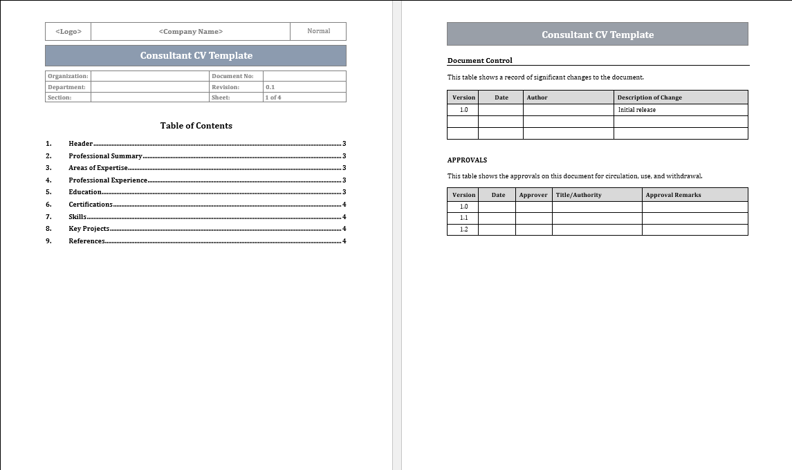 Consultant CV Template Free Download