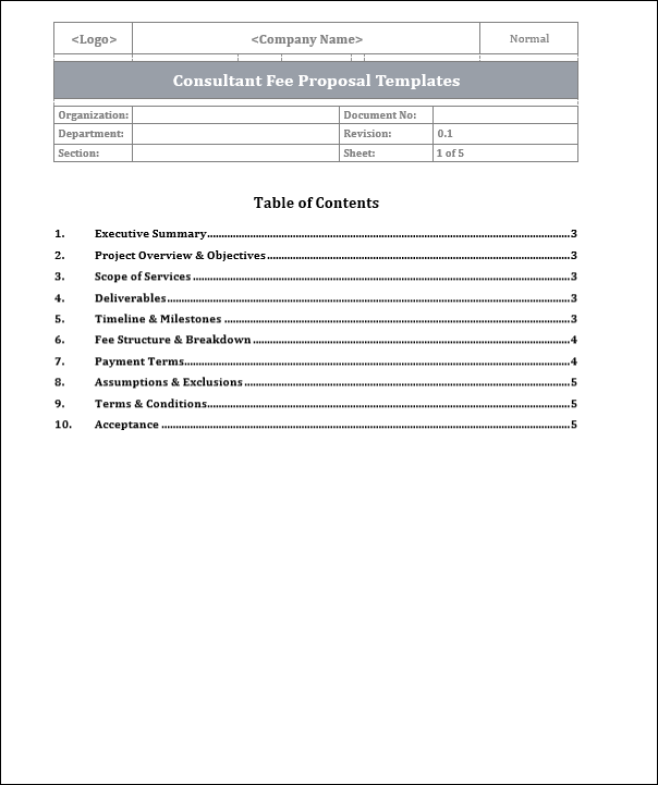 FREE Consultant Fee Proposal Templates