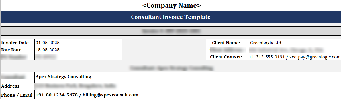 FREE Consultant Invoice Template