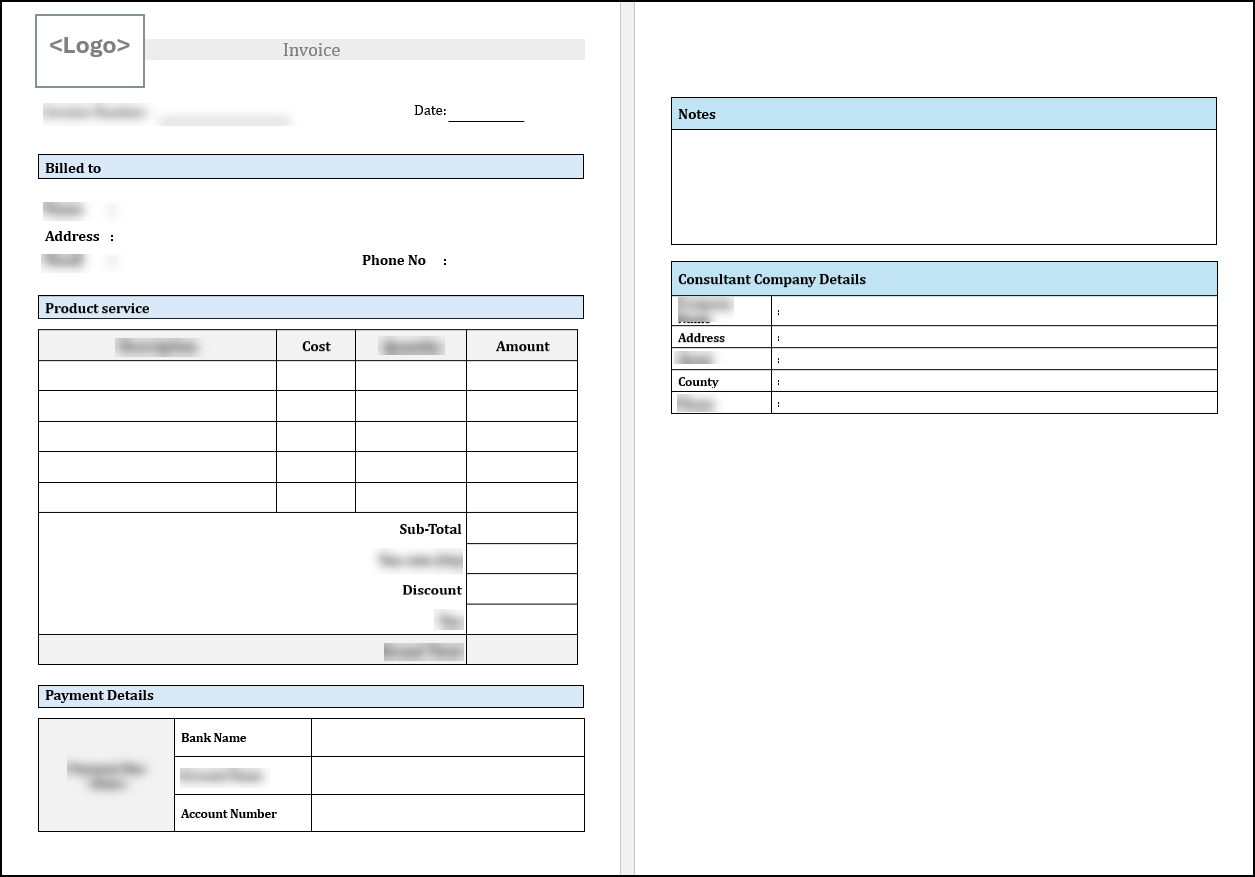 Consultant Invoice Template Word Free Download