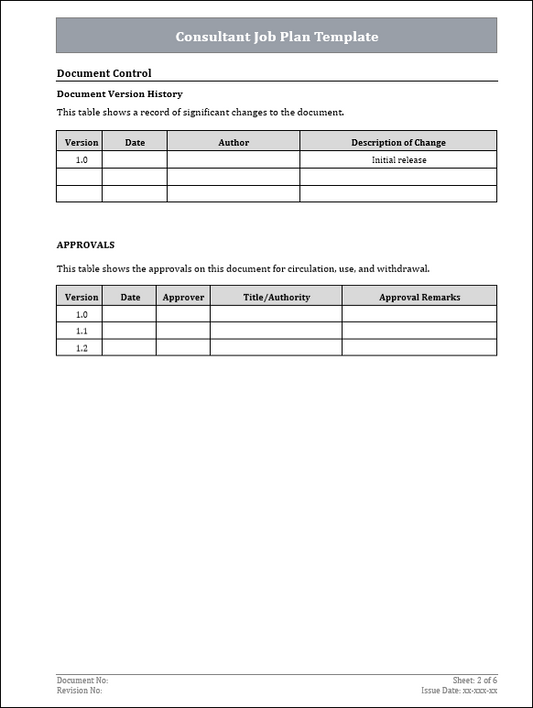 FREE Consultant Job Plan Template