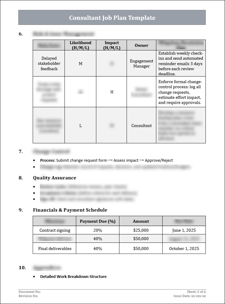 FREE Consultant Job Plan Template