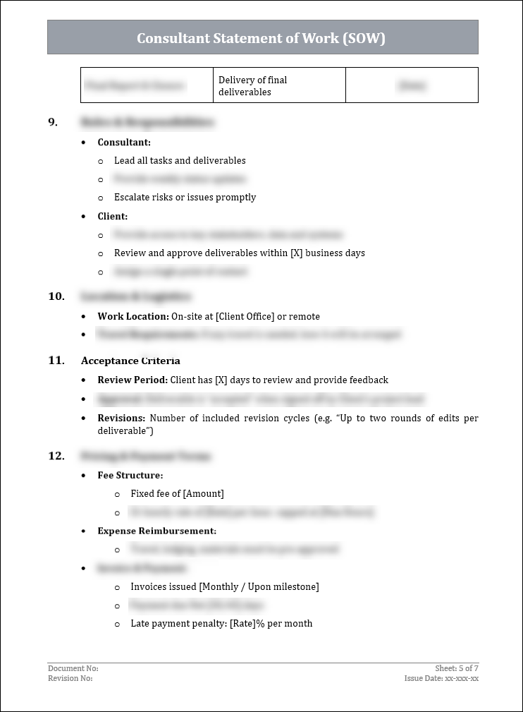 FREE Consultant Statement of Work Template (SOW)
