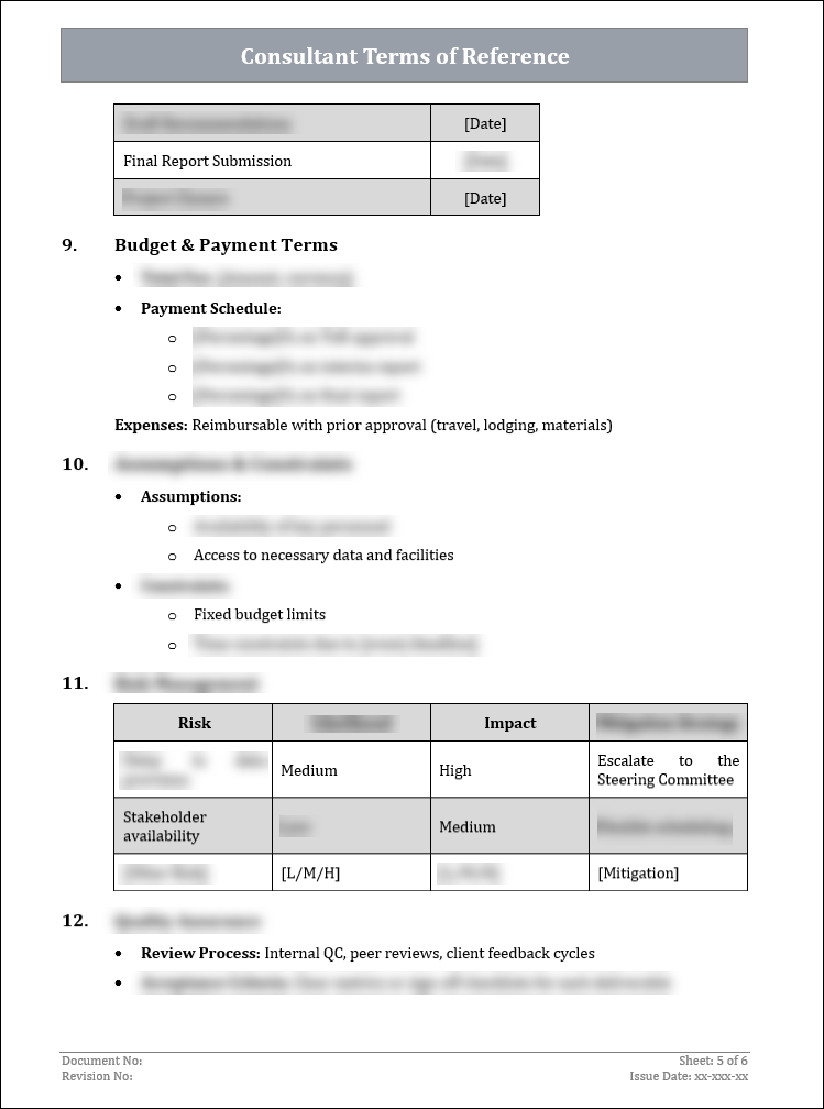 FREE Consultant Terms of Reference
