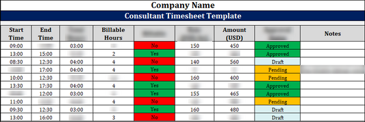 FREE Consultant Timesheet Template