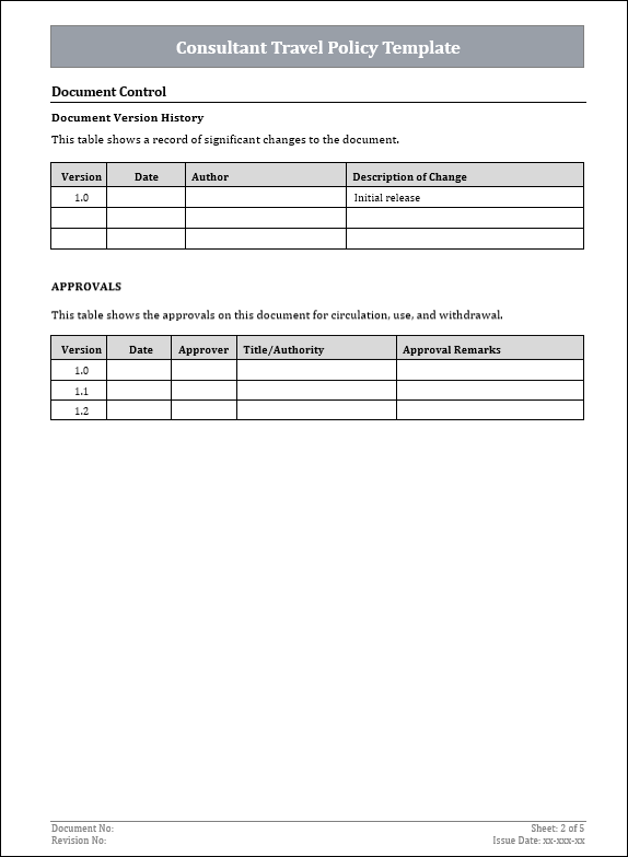 FREE Consultant Travel Policy Template