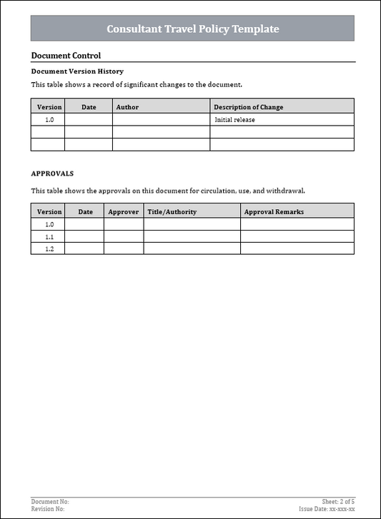 FREE Consultant Travel Policy Template
