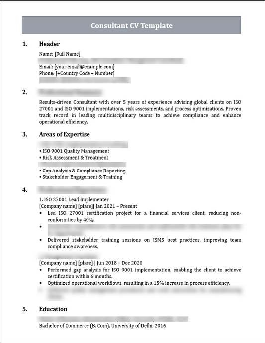 Consultant CV Template Free Download