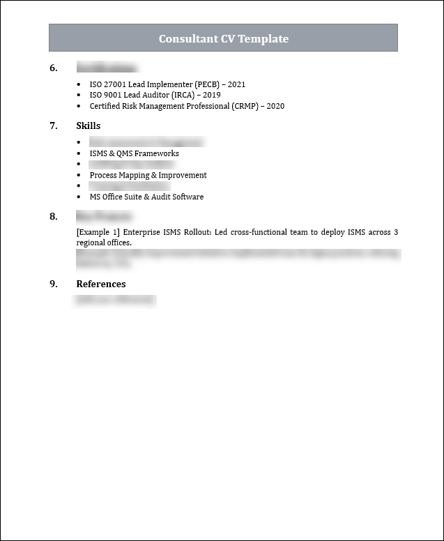Consultant CV Template Free Download
