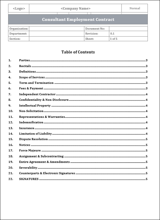 FREE Consultant Employment Contract Template