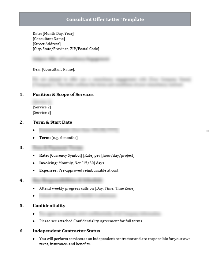 Consultant Offer Letter Template Free Download