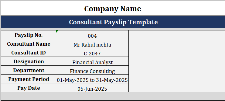 Consultant Payslip Template