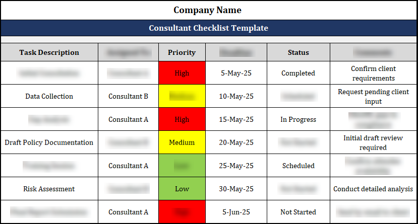 Consultant Checklist Template Free Download