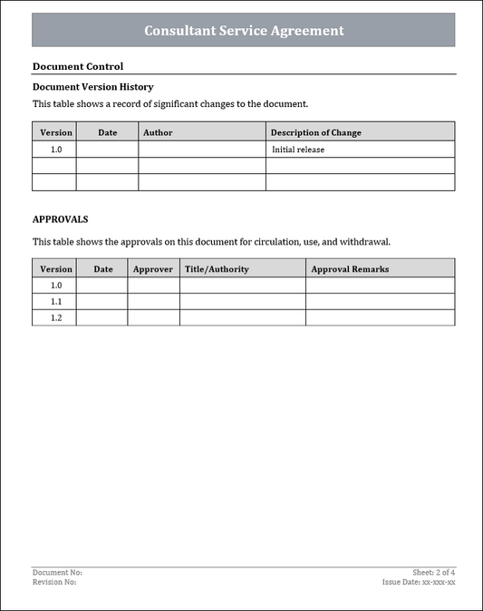 FREE Consultant Service Agreement