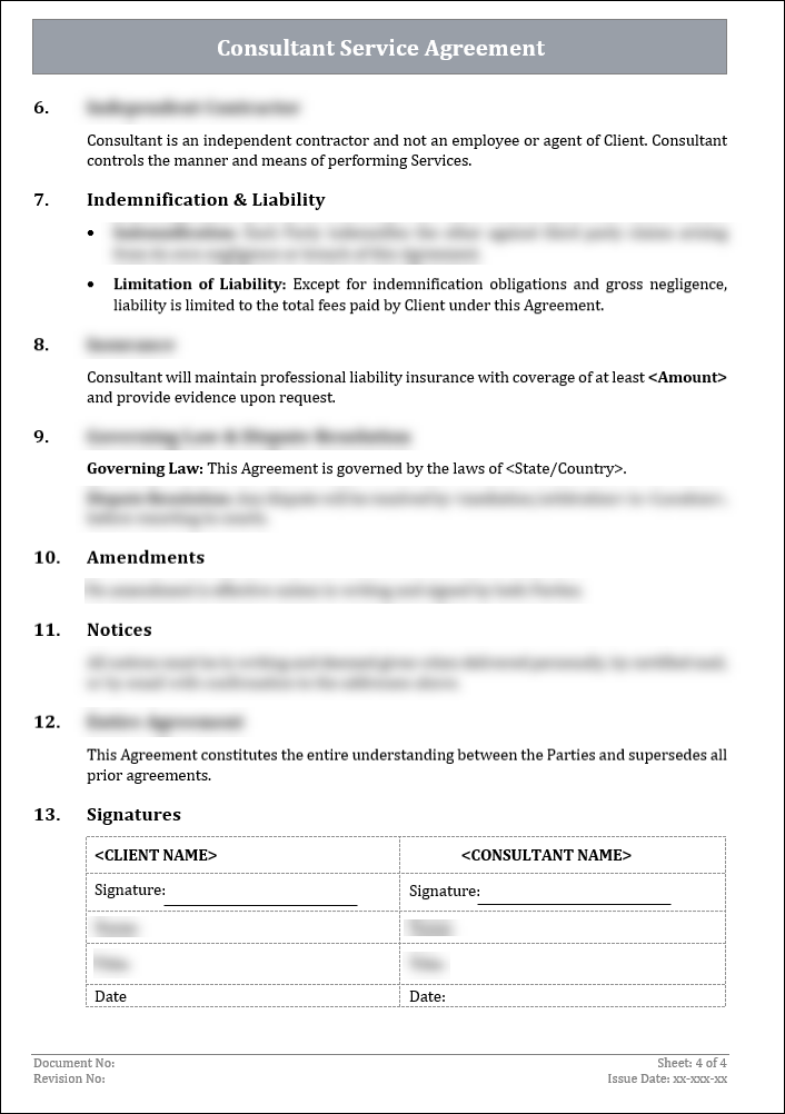 FREE Consultant Service Agreement