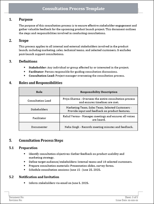 Consultation Process Template Free Download