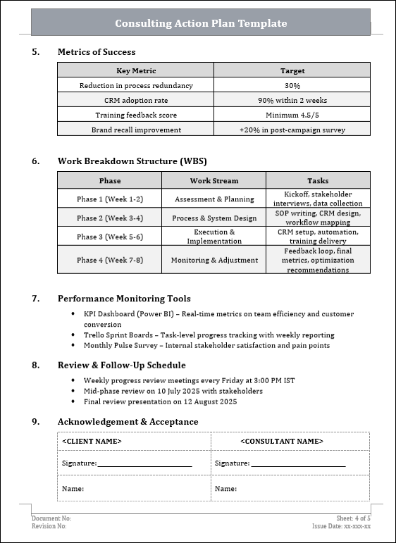 Consulting Action Plan Template
