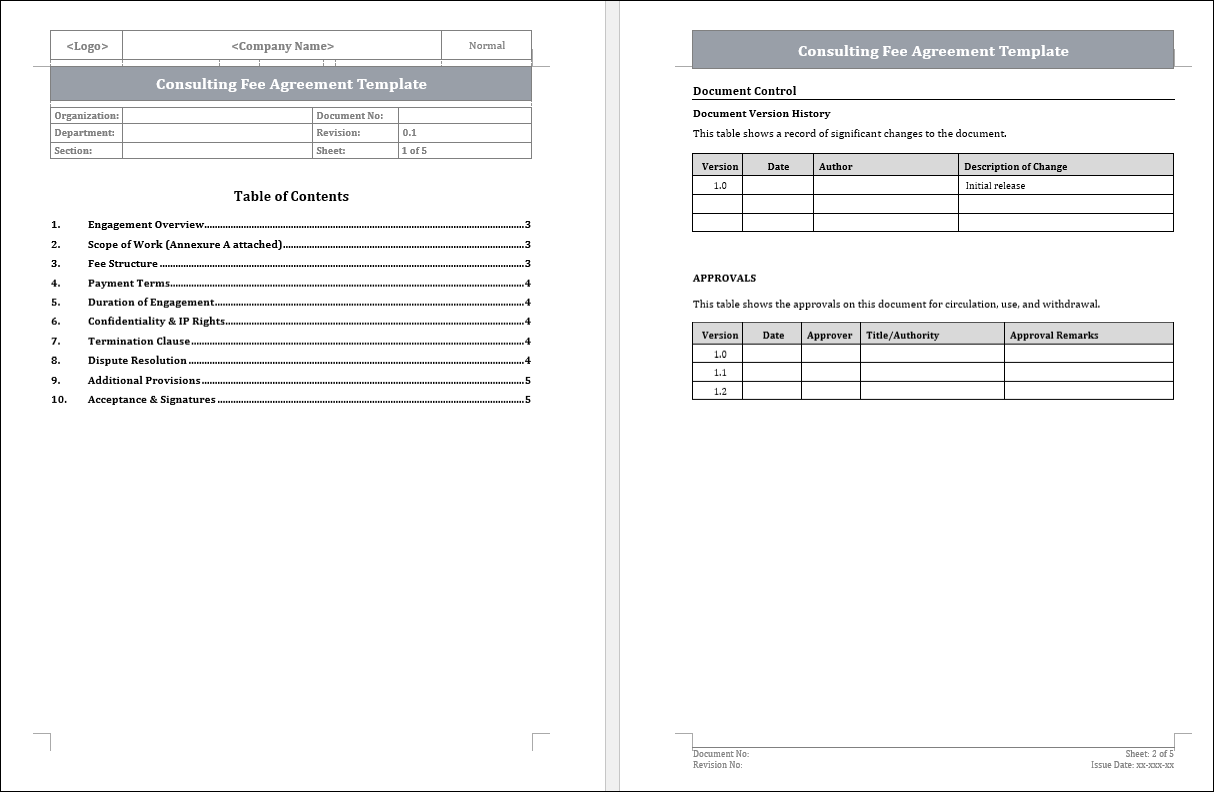 Consulting Fee Agreement Template