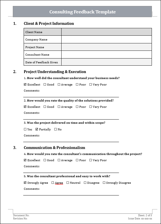 Consulting Feedback Template Free Download