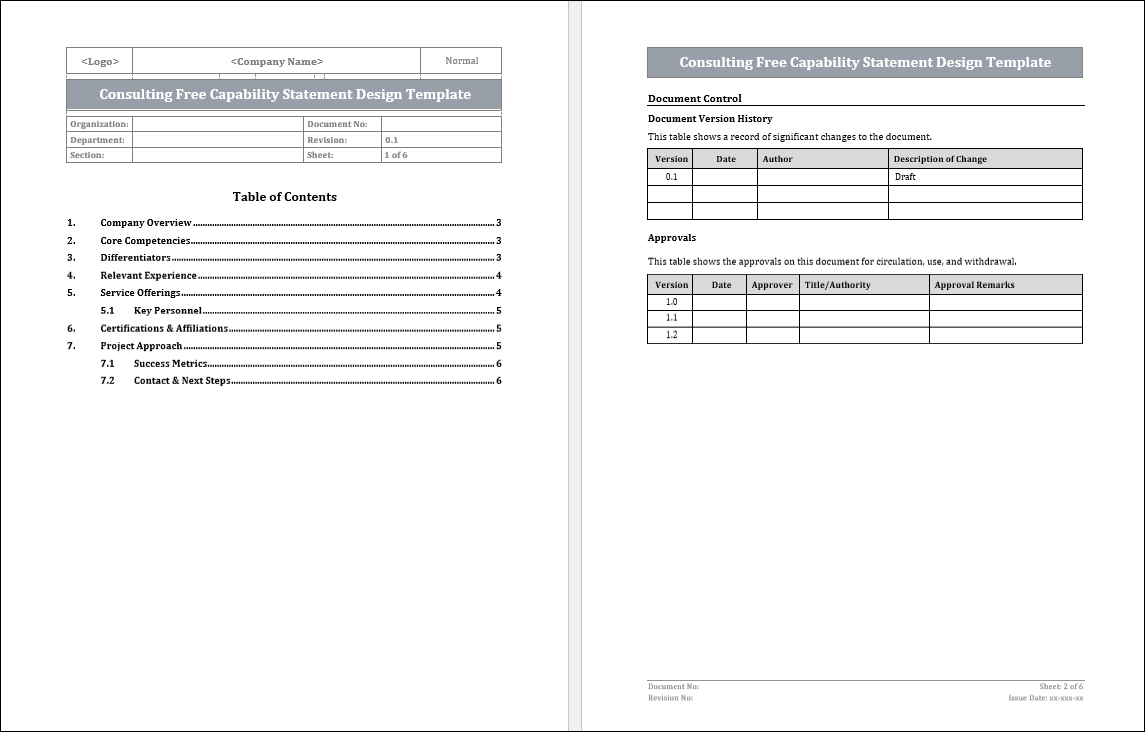 Consulting Free Capability Statement Design Template Free Download