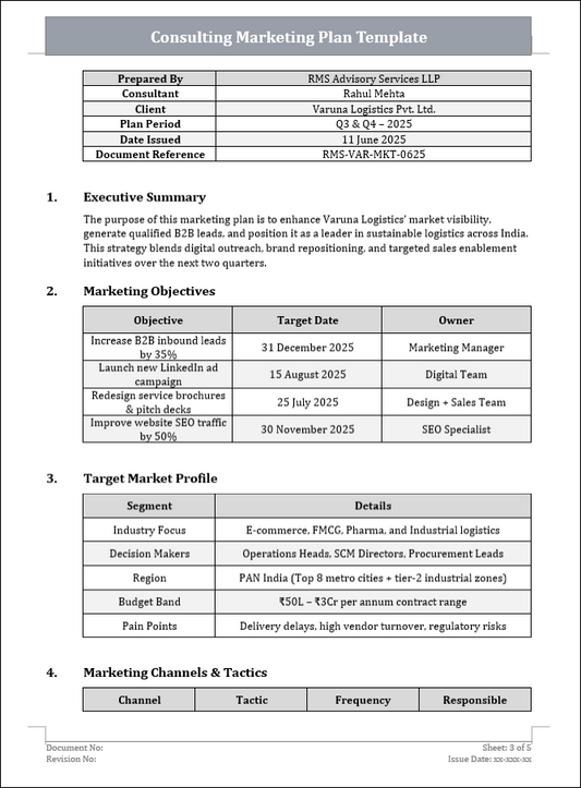 Consulting Marketing Plan Template