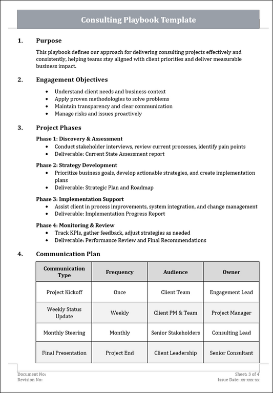Consulting Playbook Template Free Download