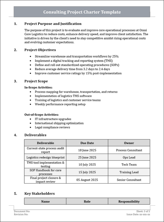 Consulting Project Charter Template