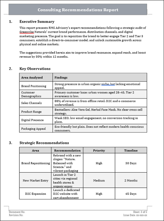 Consulting Recommendations Report