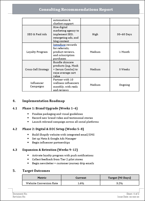 Consulting Recommendations Report