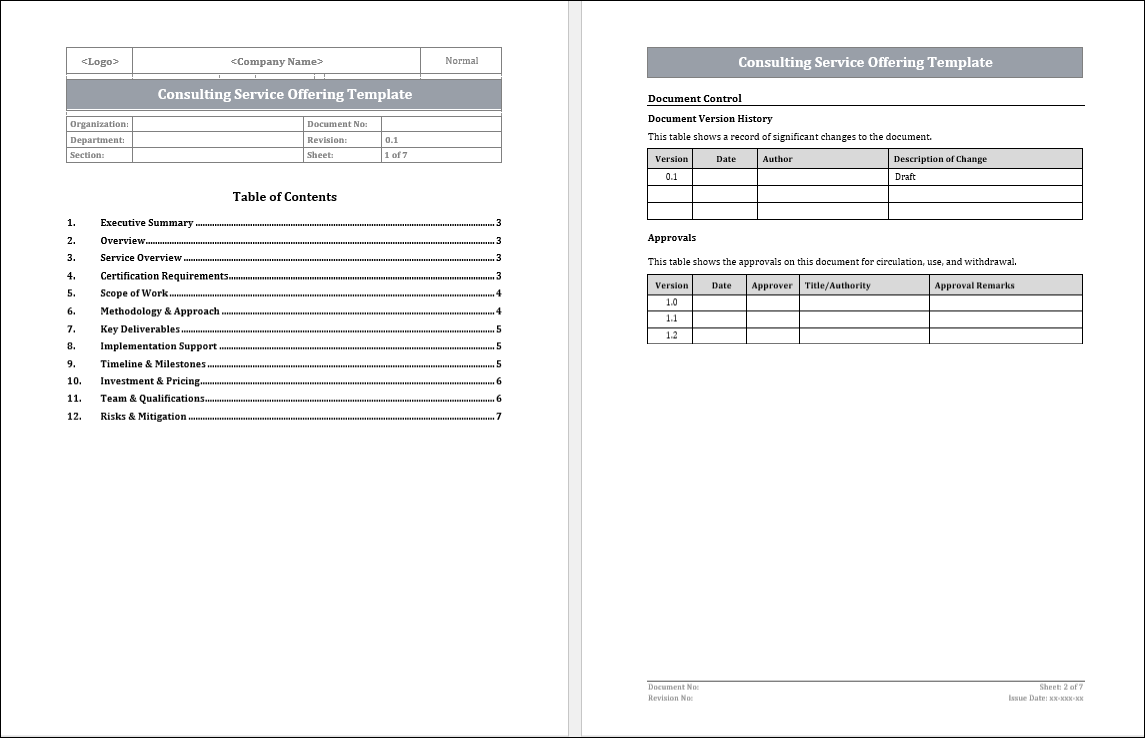 Consulting Service Offering Template Free Download
