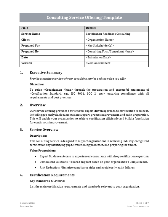 Consulting Service Offering Template Free Download