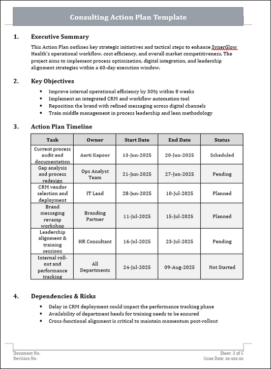 Consulting Action Plan Template