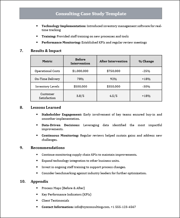 Consulting Case Study Template Free Download