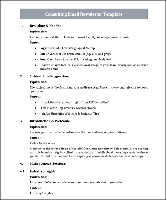 Consulting Email Newsletter Template Free Download