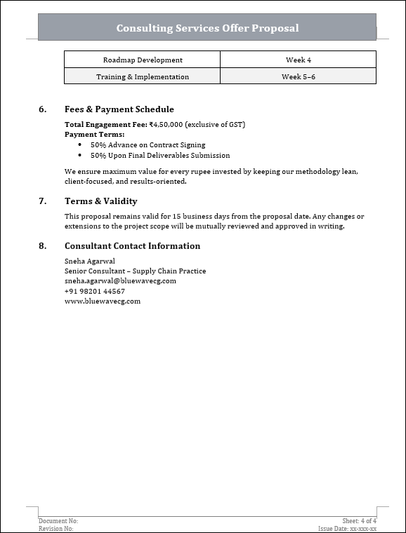 Consulting Services Offer Proposal