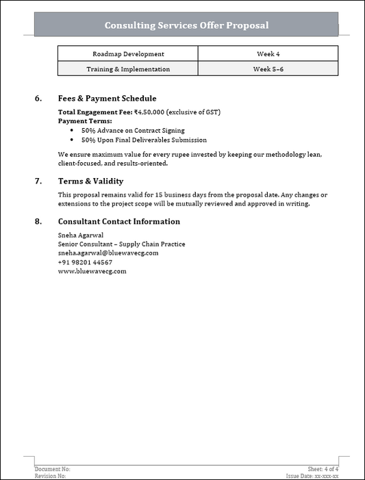 Consulting Services Offer Proposal